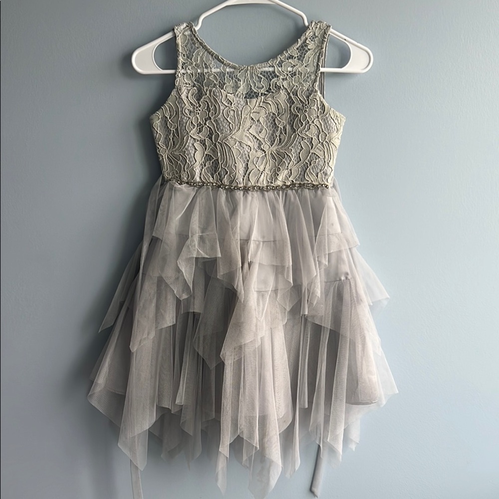 Tween Diva Elegant Silver Lace Dress